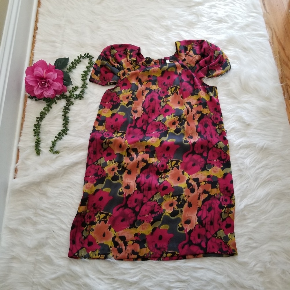 Kensie🔴 Floral Midi Pleated Shoulder Dress
